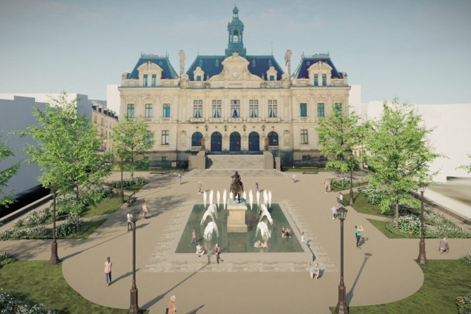 fontaine miroir eau hôtel de ville Vannes mairie de Vannes